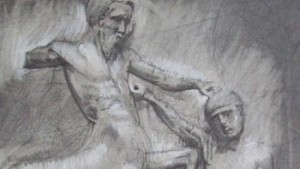 Lapith & centaur drawing by Alan Dedman