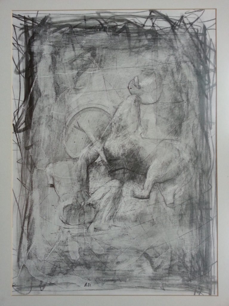 drawing of a lapith and centaur by alan dedman